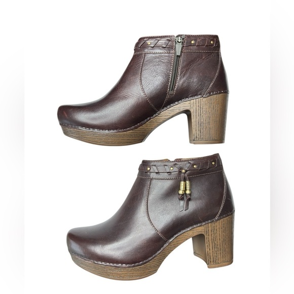Dansko Dabney Ankle Boots Booties Brown Leather Block Heel 41 US 10.5 / 11 NEW - Picture 8 of 13